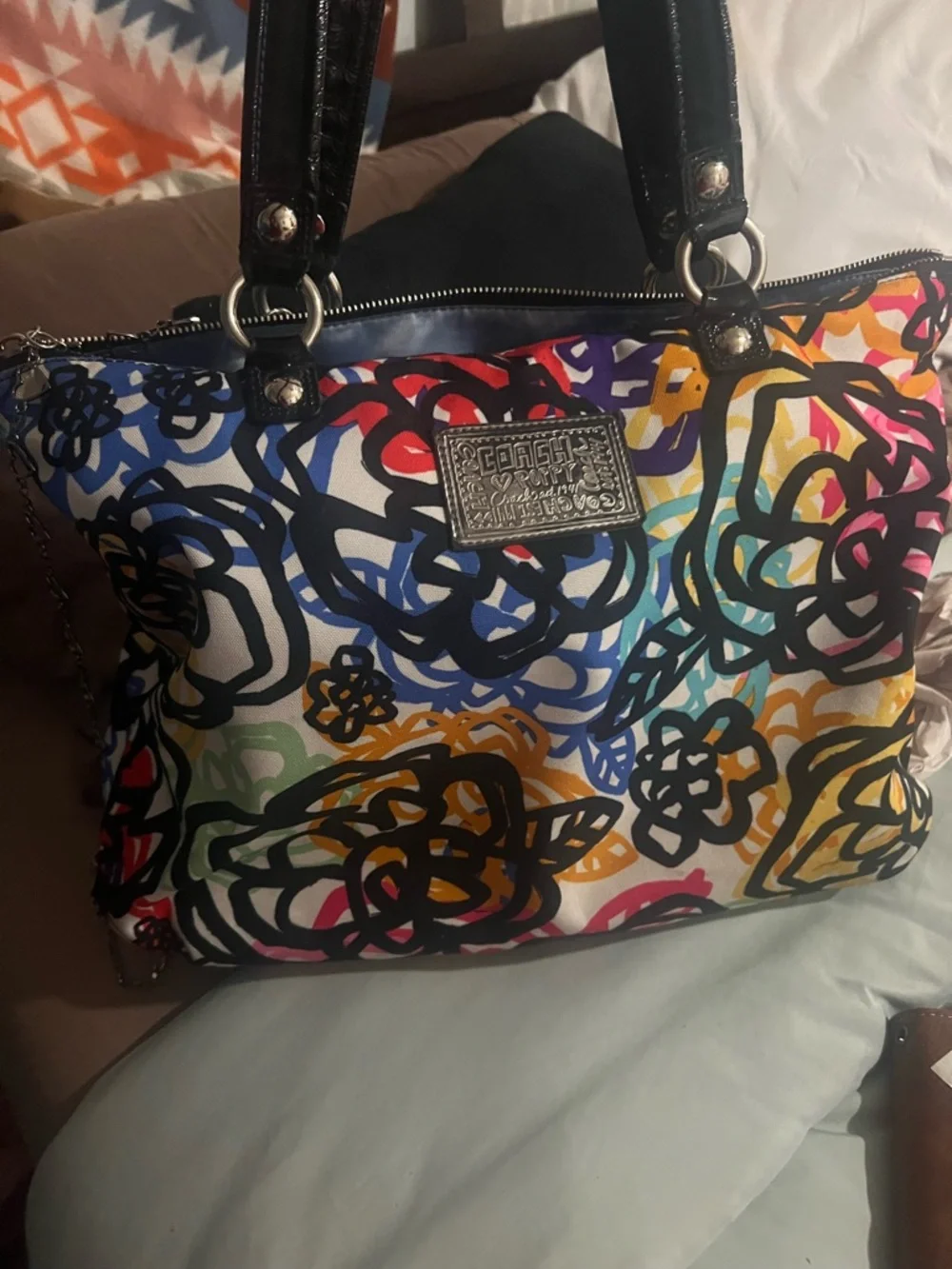 Coach Multicolor Graffiti-Print Tote Bag - Picture 8 of 8